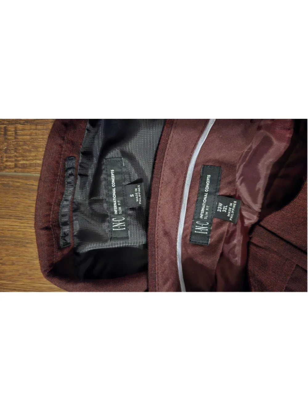 INC international concepts clothing - 2 piece suit jacket pants maroon